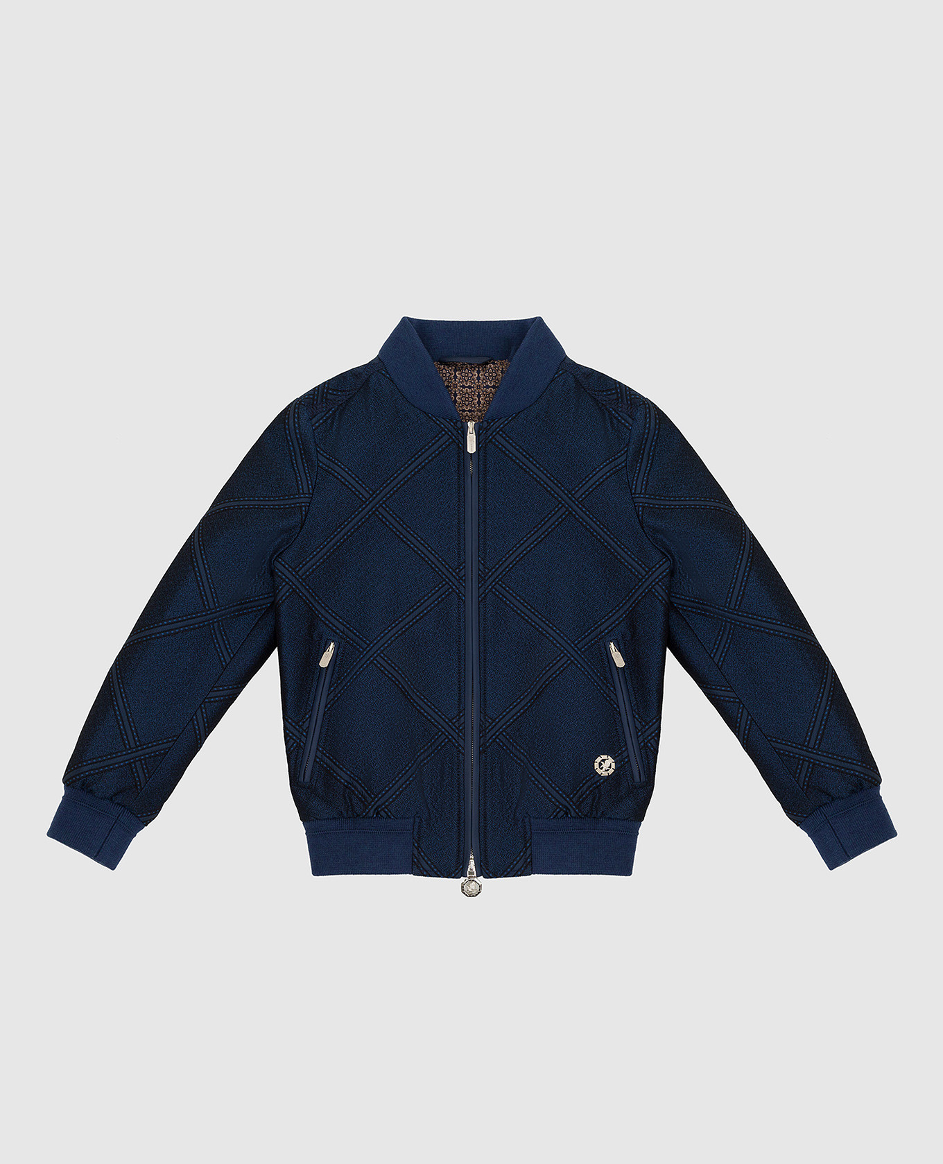 Children's bomber jacket in a pattern with leather inserts