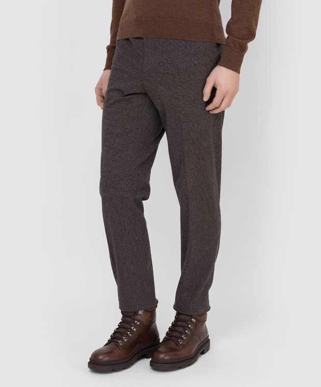 Florentino Темно-коричневые брюки в узор 221677120901 изображение 3