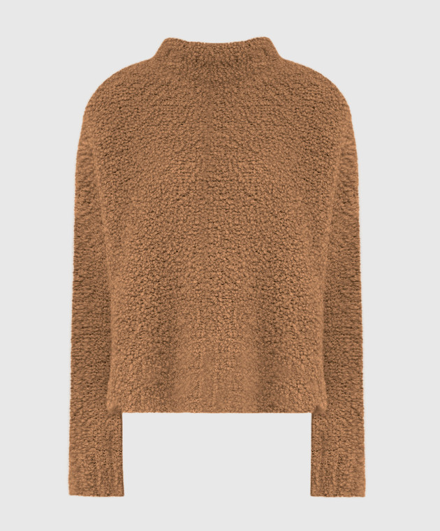 Peserico Темно-бежевый свитер из шерсти верблюда и шелка S99387F0309793