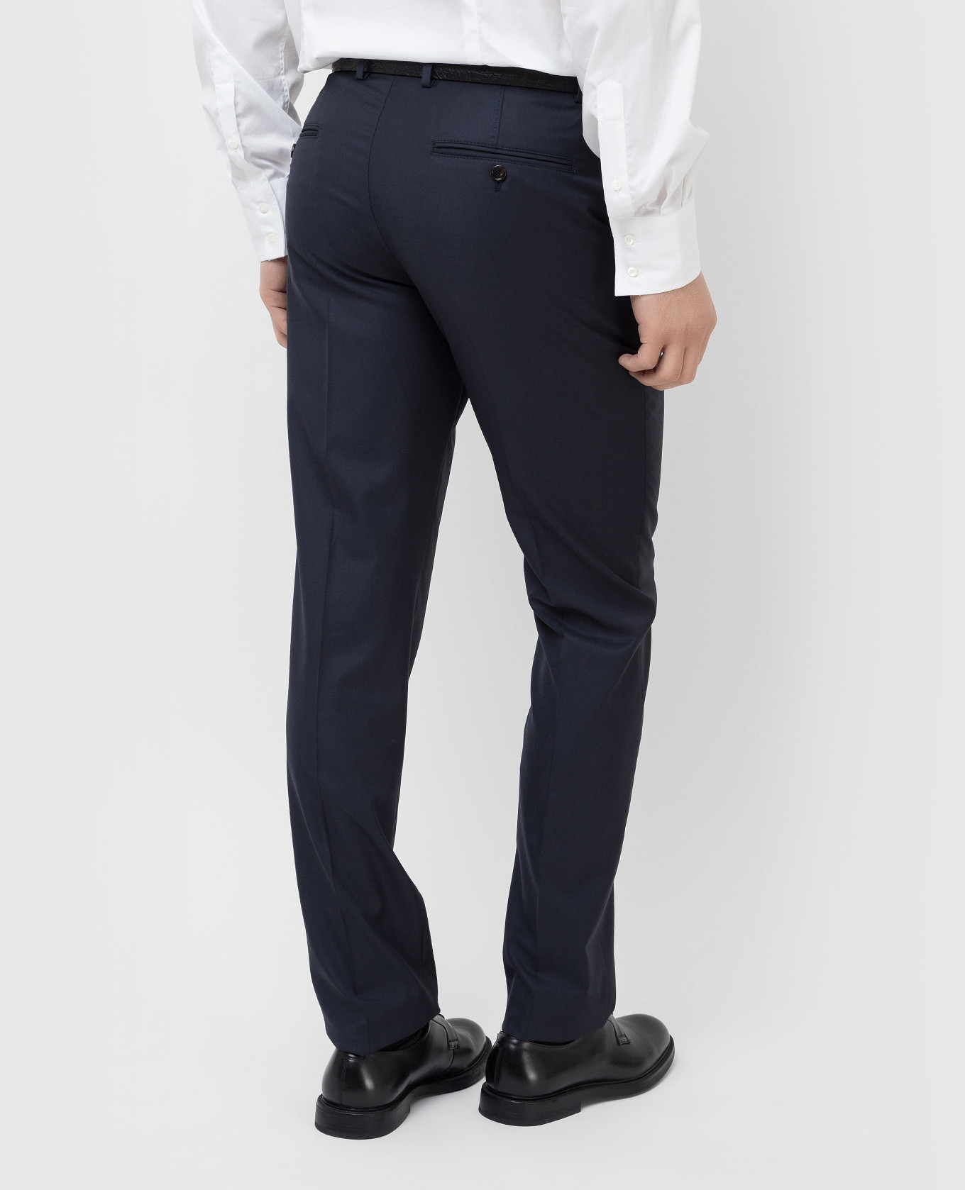 Brunello Cucinelli Темно-синие брюки из шерсти MF459PA07 изображение 4