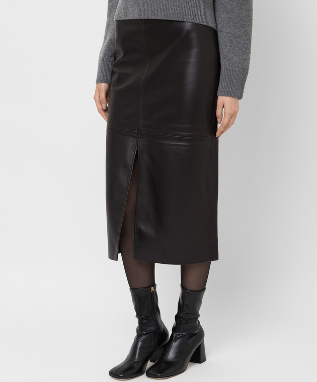 CO Шкіряна спідниця міді з розрізами 3556LPL зображення 3