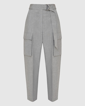 Brunello Cucinelli Сірі штани з вовни і льону MF509P7541