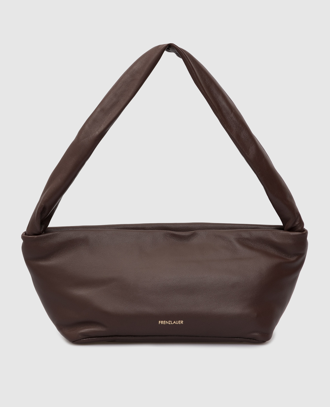 Темно-коричневая кожаная сумка-багет Bateau