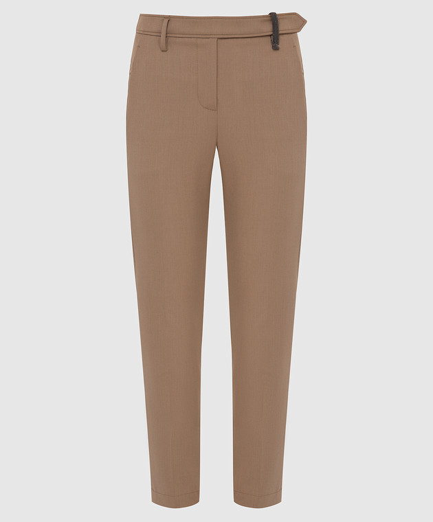 Brunello Cucinelli Бежевые брюки из шерсти MB526P6572