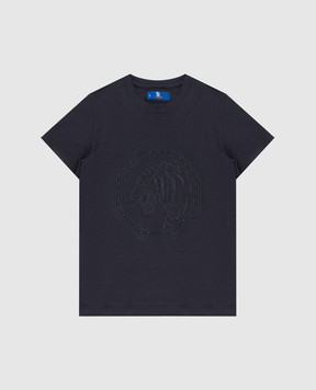 Stefano Ricci Детская темно-серая футболка с вышивкой YNH8200170803