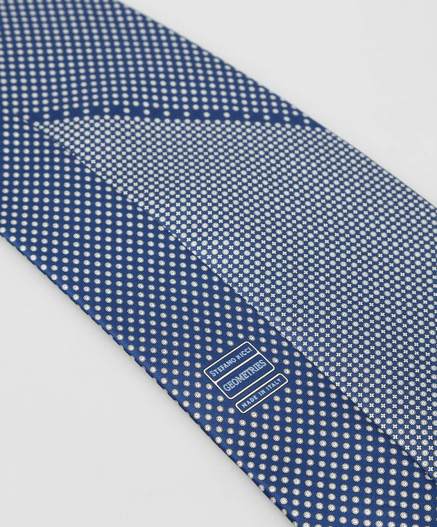 Stefano Ricci Темно-синий шелковый галстук в узор CXDD41072 изображение 4
