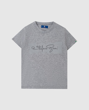 Stefano Ricci Детская светло-серая футболка с логотипом YNH0300280TE1808