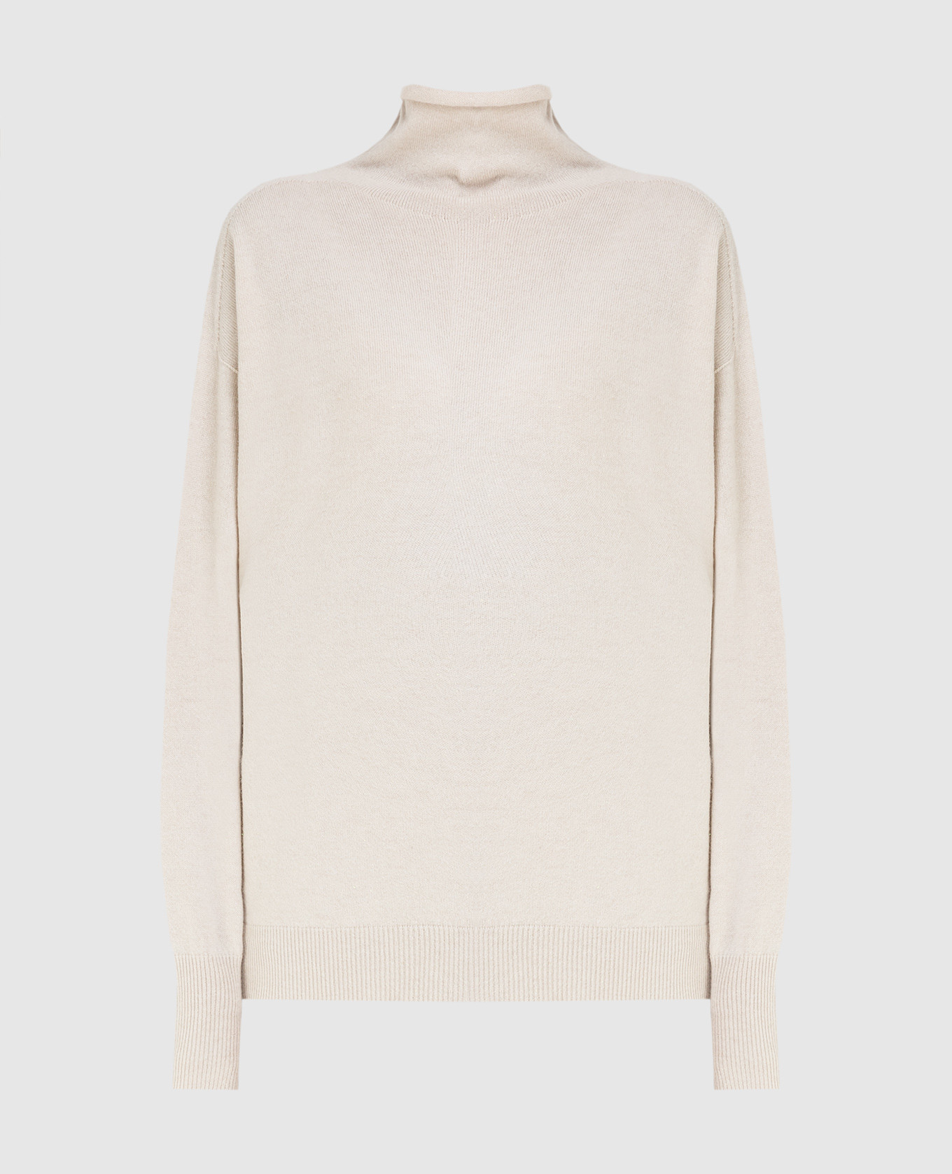 

Светло-бежевый свитер из шерсти, шелка и кашемира с люрексом, Свитера