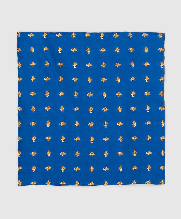 Stefano Ricci Детский шелковый синий набор из галстука и платка-паше в узор YDHNG601 изображение 3