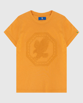 Stefano Ricci Детская оранжевая футболка с вышивкой эмблемы YNH7400340803