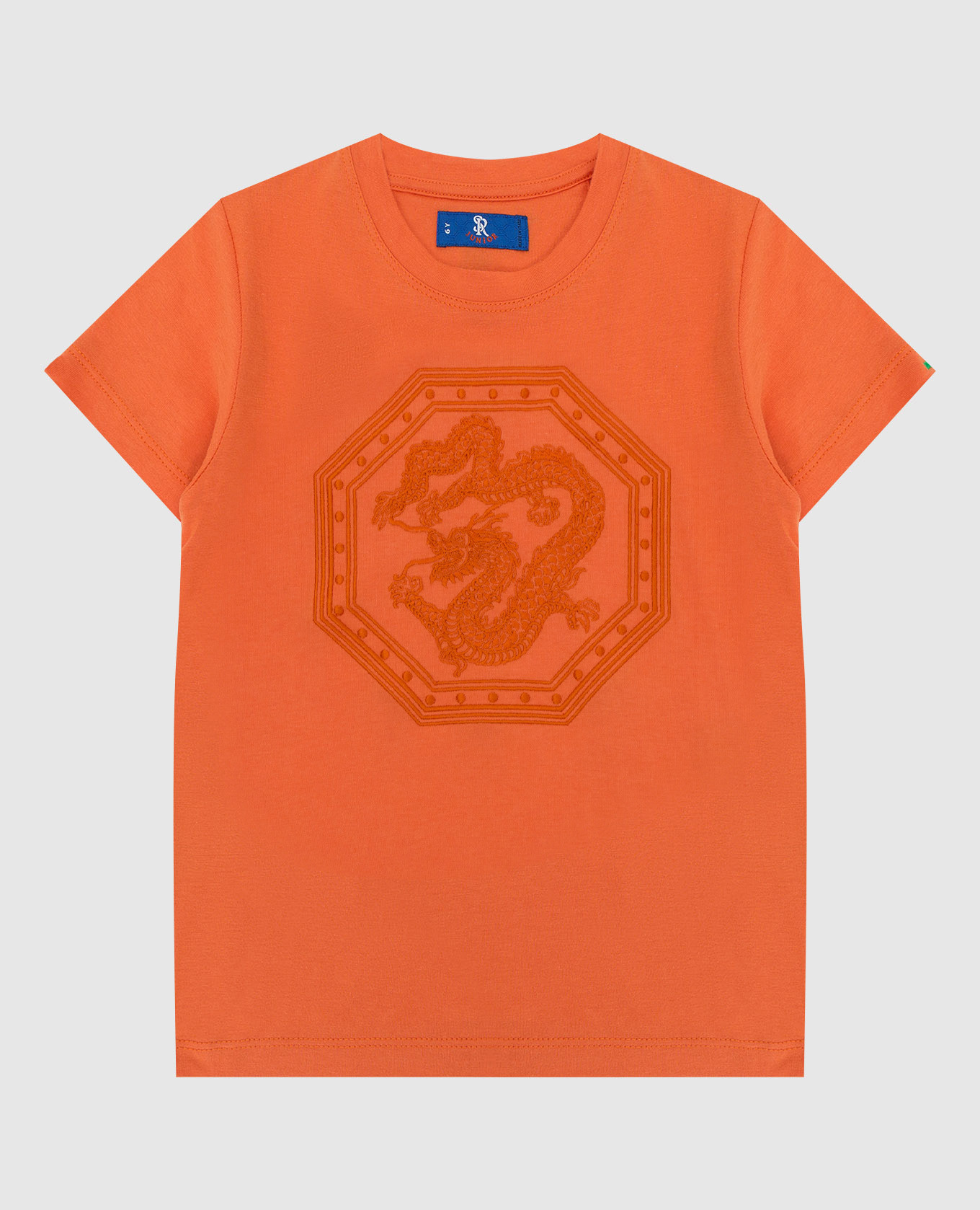 Stefano Ricci Детская оранжевая футболка с вышивкой YNH7200050803