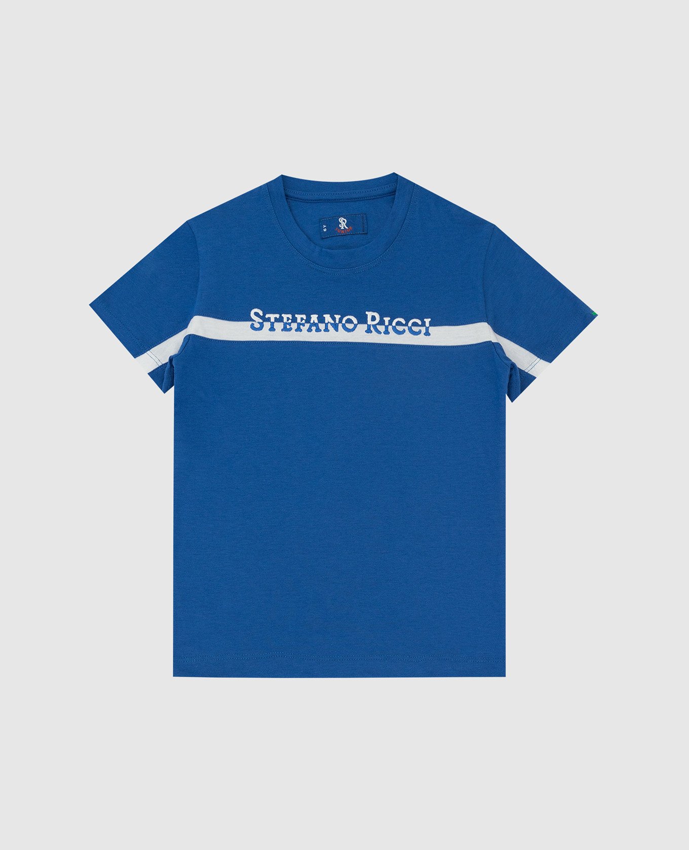 Детская синяя футболка с вышивкой логотипа