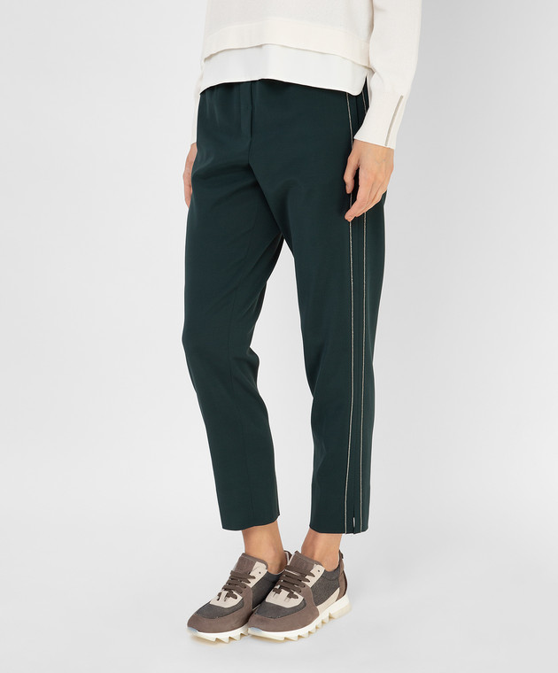 Peserico Темно-зелені брюки з ланцюжками P0474206703 зображення 3