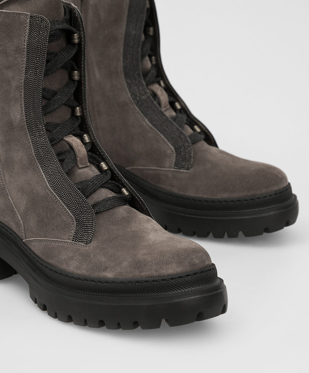 Brunello Cucinelli Замшевые ботинки с цепочками из эколатуни MZSFG2009P изображение 5