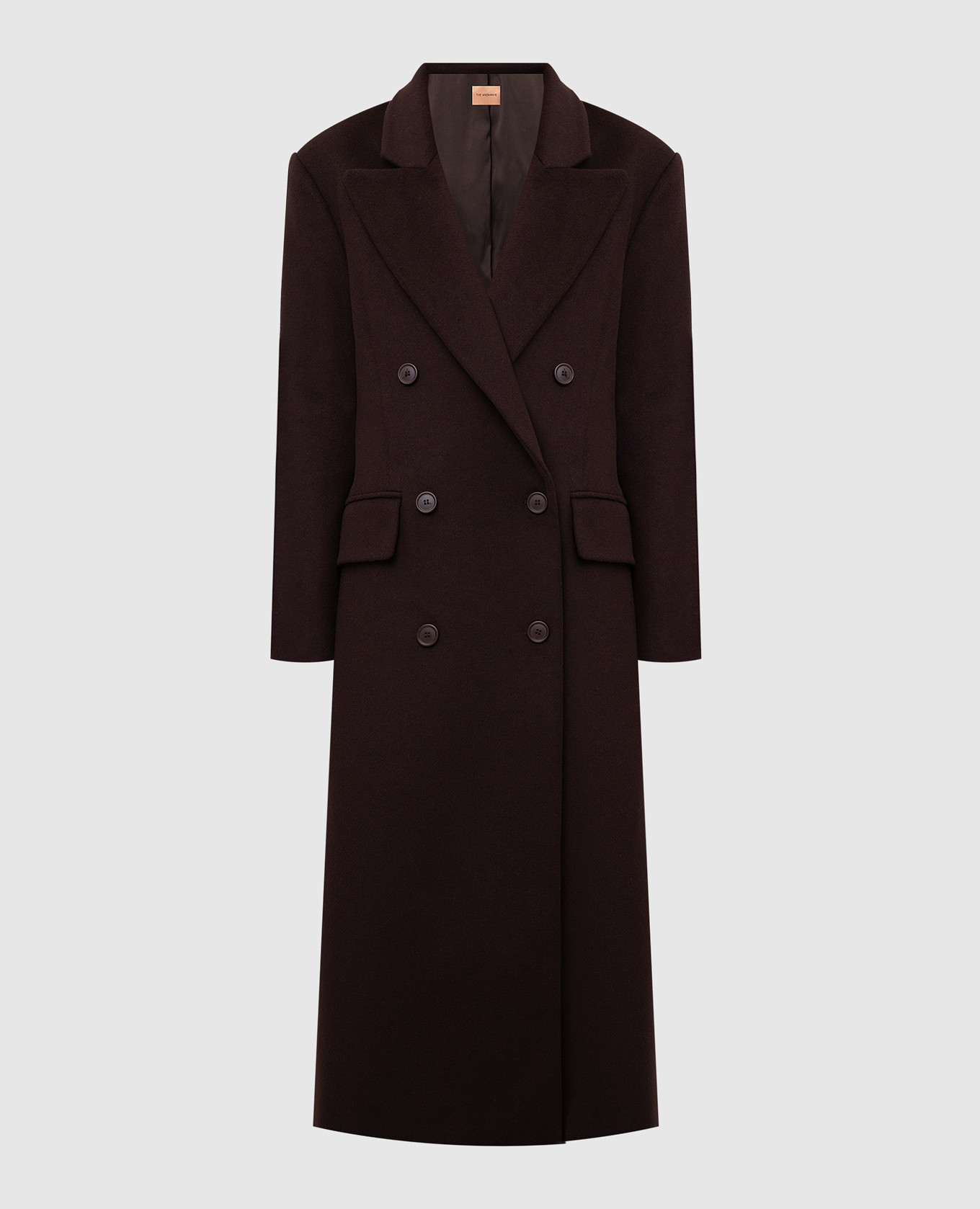 

Двубортное пальто Halston из шерсти и кашемира, Коричневый, Пальто