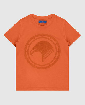Stefano Ricci Детская оранжевая футболка с вышивкой YNH8400010803