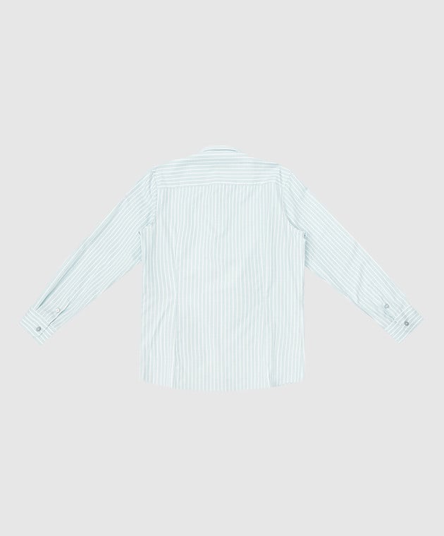 Stefano Ricci Детская светло-бирюзовая рубашка в полоску YC002678LJ1653 изображение 2