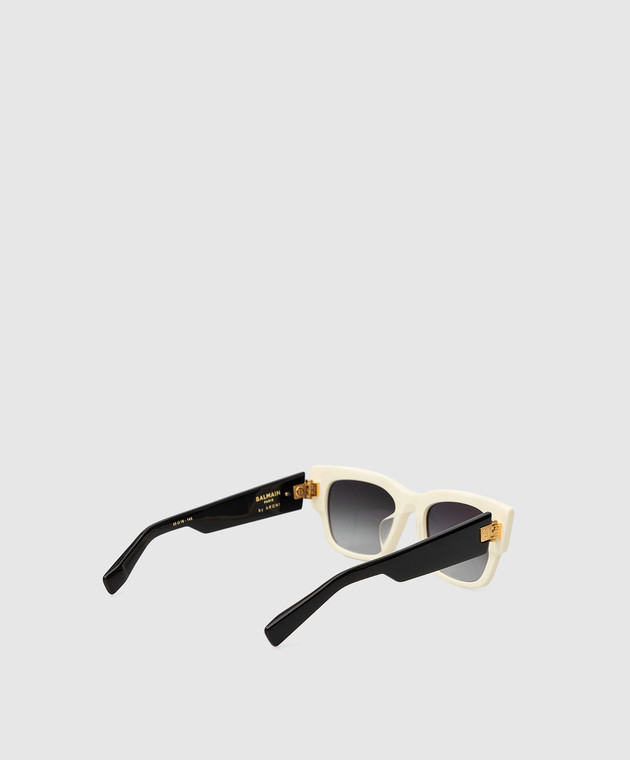 Balmain Светло-бежевые квадратные солнцезащитные очки B-IV BPS118C53 изображение 4