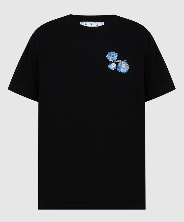 Off-White Черная футболка с вышивкой и логотипом OWAA089F21JER002