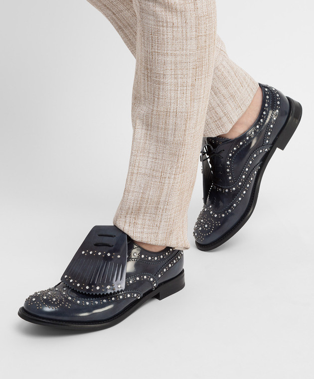 Church's Navy Crystal Leather Oxford Shoes DE0043 image 2