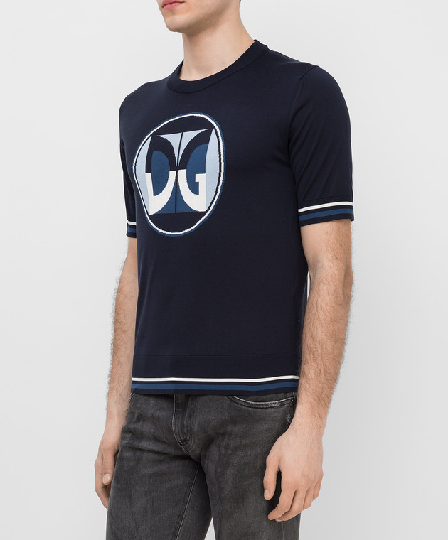 Dolce&Gabbana - Navy blue silk T-shirt GXA74TJASMB buy at Symbol