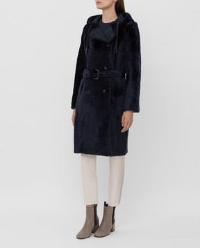Brunello Cucinelli Синяя дубленка MPMRA9379