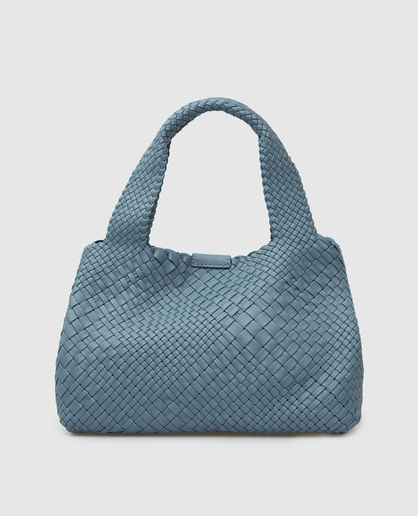 

Светло-синяя кожаная сумка-тоут с плетением Intrecciato, Светло-серый, Сумки