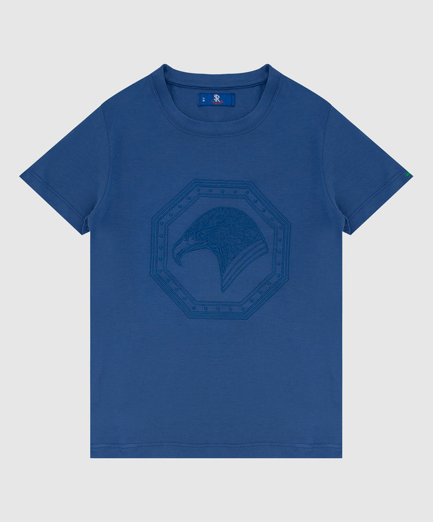Stefano Ricci Детская синяя футболка с вышивкой YNH7200480803
