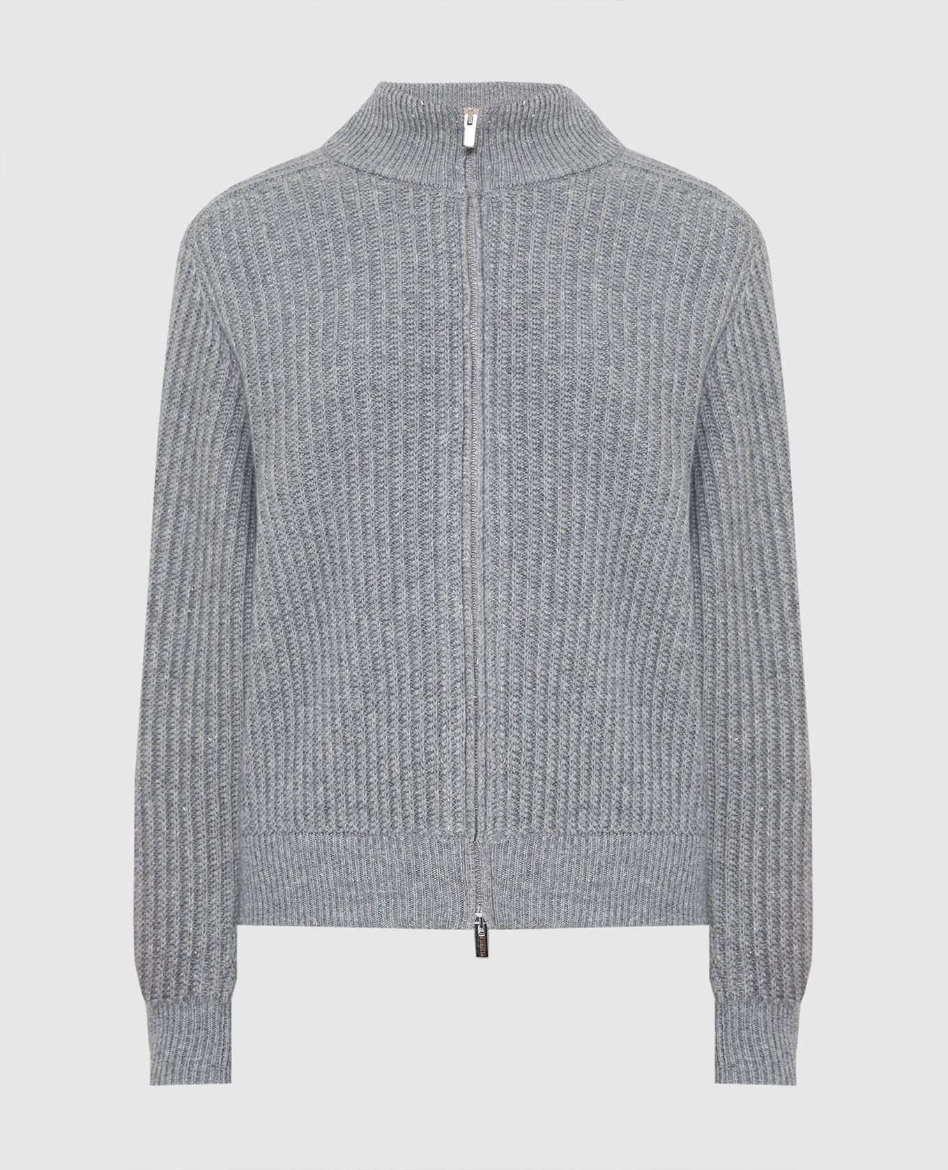 

Серый кардиган из шерсти, шелка и кашемира с люрексом, Кардиганы