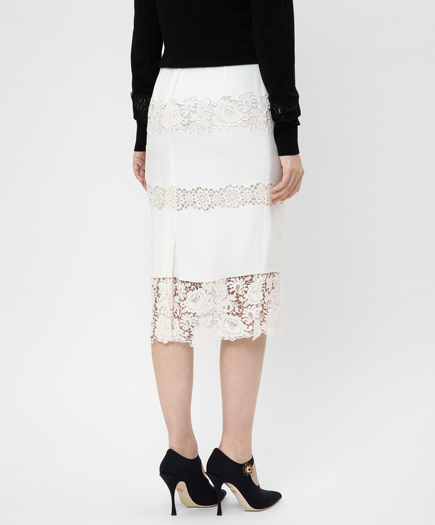 Dolce&Gabbana Белая юбка с кружевом F4BHVZFGMFB изображение 4