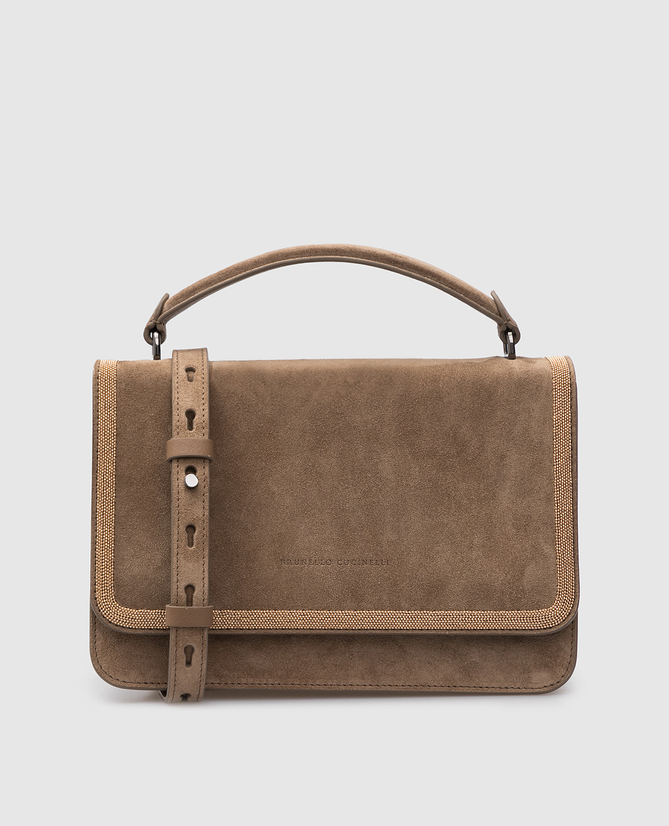 

Светло-коричневая замшевая сумка-мессенджер с цепочками, Светло-коричневый, Сумки-мессенджеры