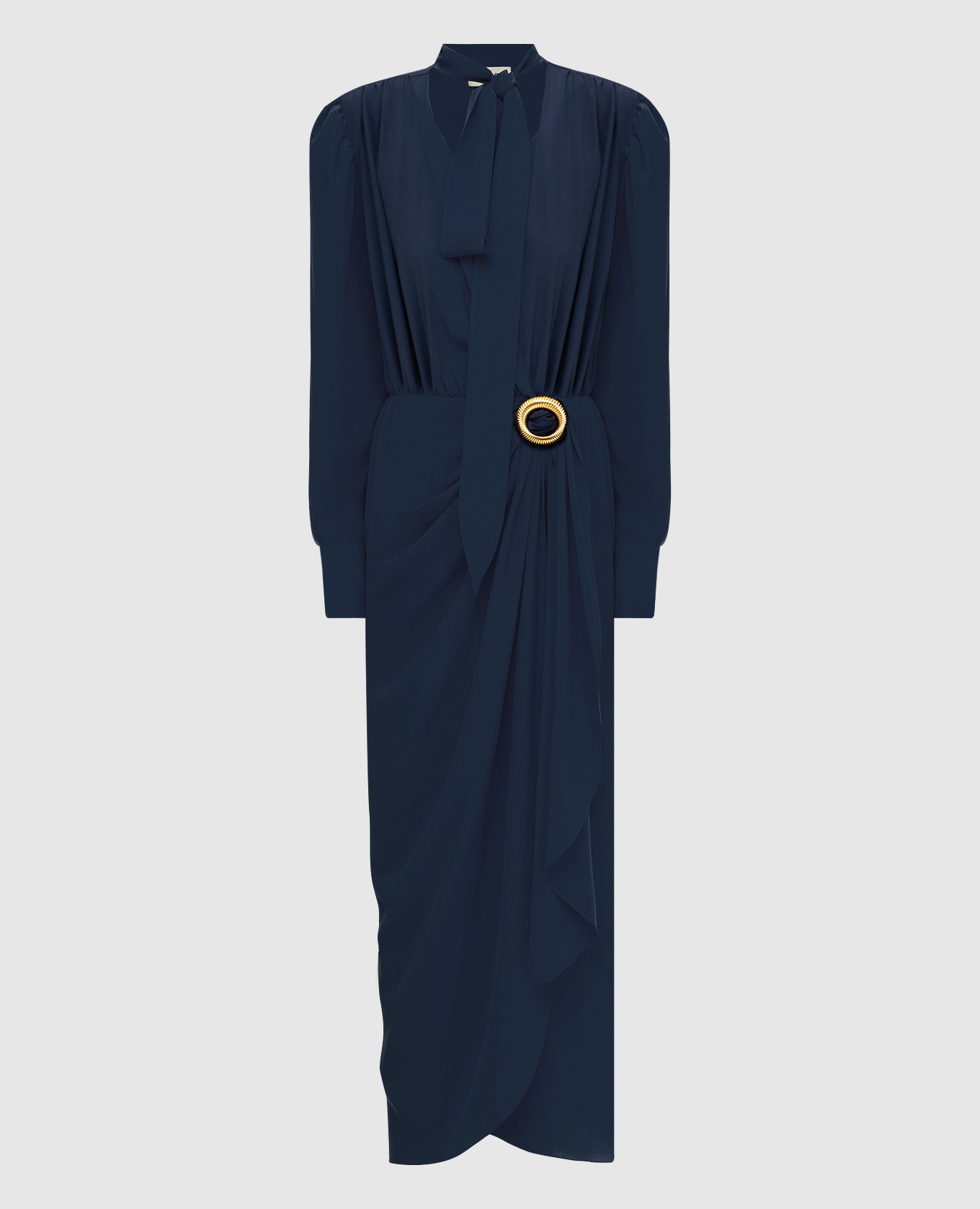 Lanvin - Синее шелковое платье с драпировкой RWDR00554868 купить в Symbol