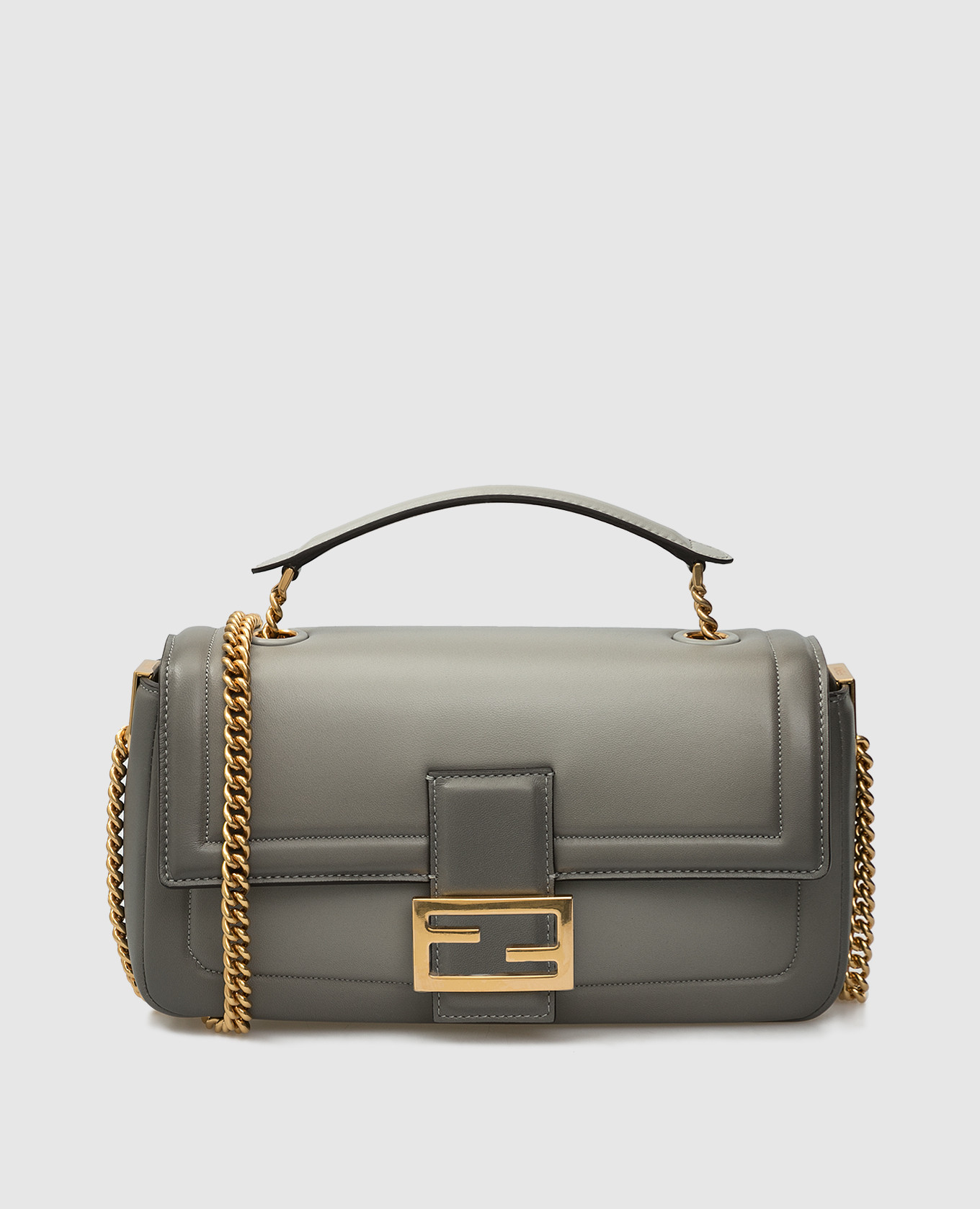 

Кожаная сумка BAGUETTE Fendi, Серый, Сумки