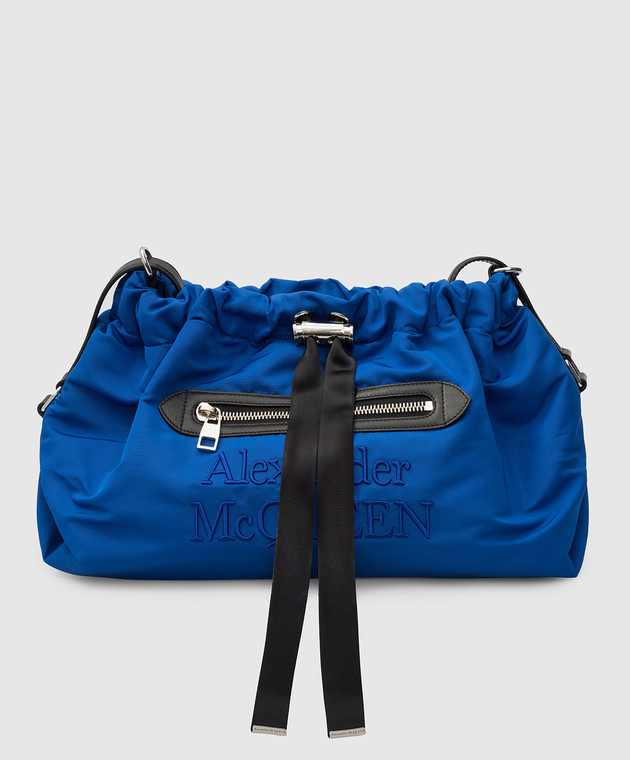 Alexander McQueen Blue Bundle Bag with Logo Embroidered 66958916XAD