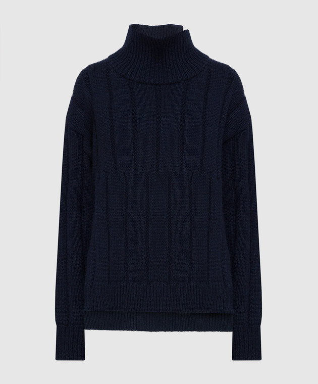Jil Sander Темно-синій светр з вовни і альпаки з розрізами JSPT752055WTY21278