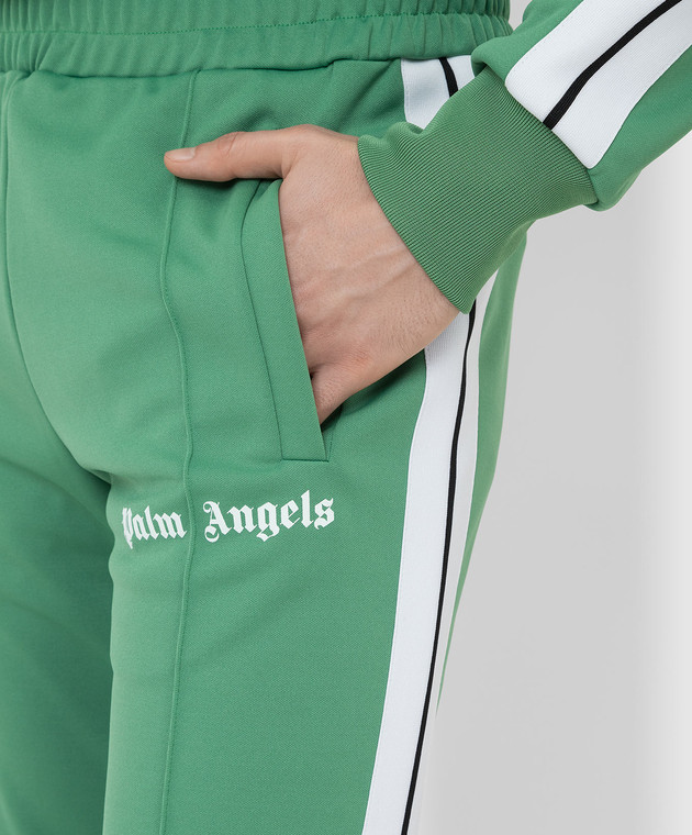 Palm Angels Зеленые спортивные брюки с принтом логотипа PMCA007F21FAB001 изображение 5