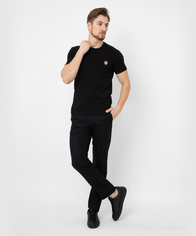 Dolce&Gabbana Черная футболка с вышивкой эмблемы M8C03JFUECG изображение 2