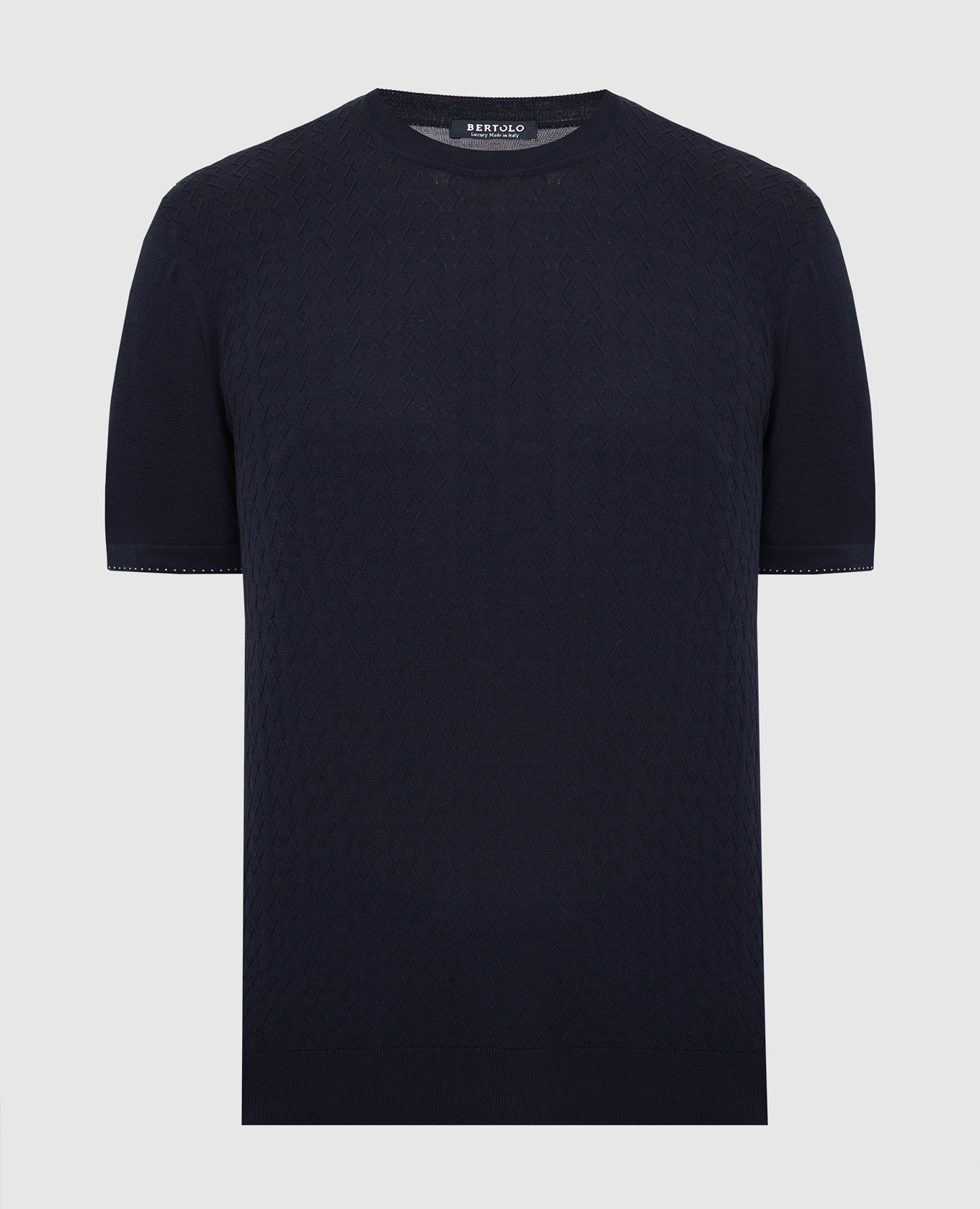 

Футболка с рельефным узором Bertolo Cashmere, Тёмно-синий, Футболки