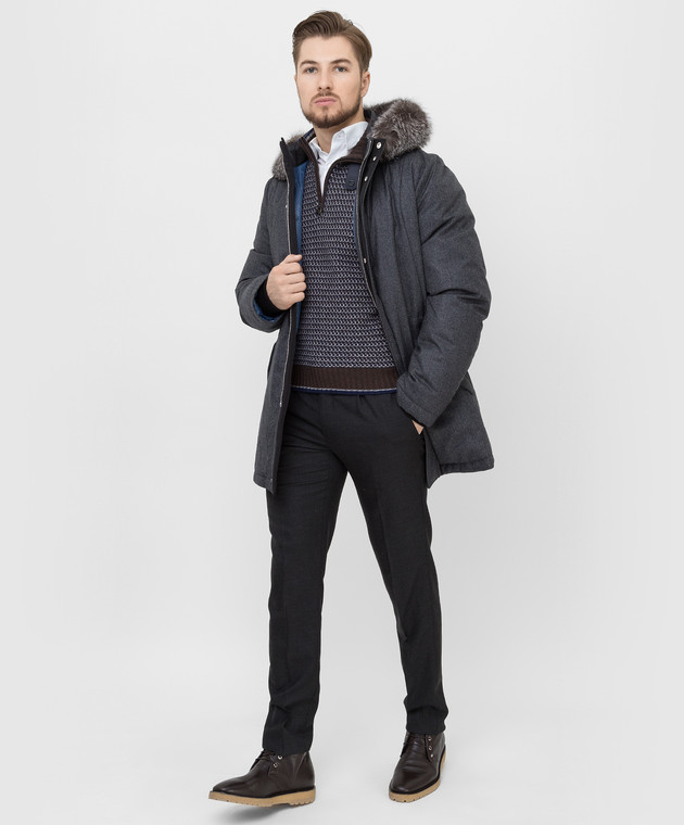 Stefano Ricci Пуховая парка из шерсти и кашемира с мехом MDJ1400070WC001I изображение 2