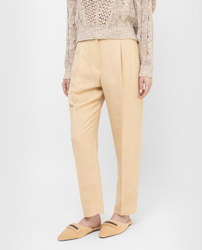 Brunello Cucinelli Желтые брюки с высокой посадкой MH126P7916
