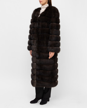 Real Furs House Коричневая шуба из меха соболя SBR596DARKSILV1
