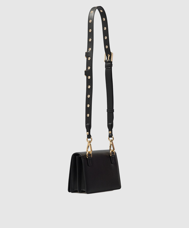 Dolce&Gabbana Черная кожаная сумка-мини с фактурной эмблемой DG BB7037AW576 изображение 3