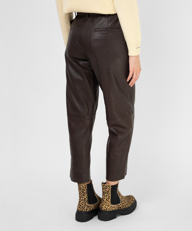 Yves Salomon Dark Brown Leather Pants ChangeClear 21WYP205XXAPXX image 4