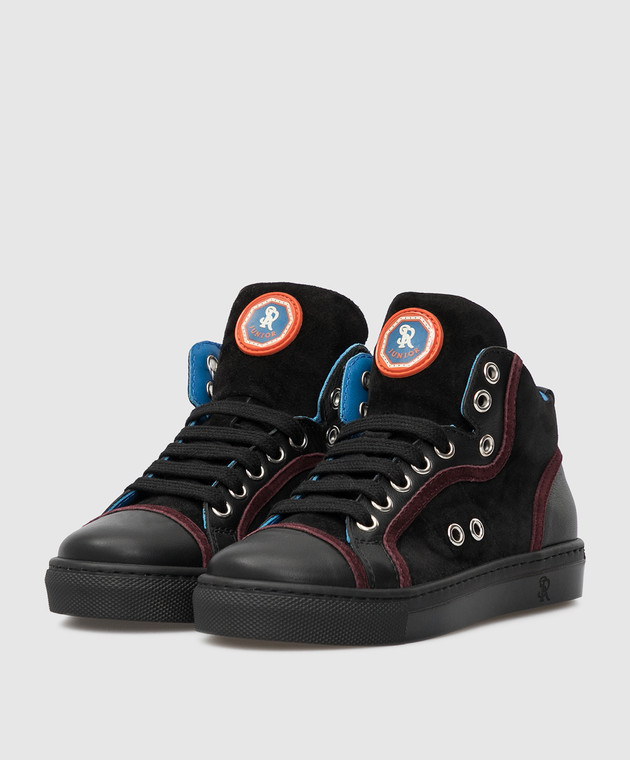 Stefano Ricci Children's leather hi-tops with contrasting inserts YRU02G850VHSDSD image 2