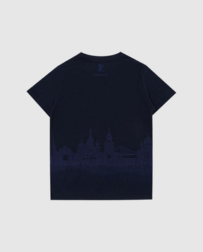 Stefano Ricci Не вкл Детская темно-синяя футболка с вышивкой YNH84001MS803