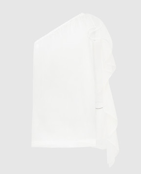 Brunello Cucinelli Шовкова блуза на одне плече з оборками MF940DL409