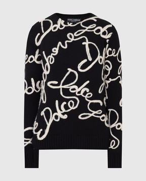 Dolce&Gabbana Свитер с вышивкой логотипа из шерсти, шелка и кашемира GXE94ZJAW9E