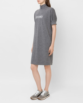 Brunello Cucinelli Платье из  шерсти с принтом и монилью MPR25AHY71