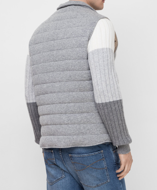 Brunello Cucinelli Сірий пуховий жилет з кашеміру M221P107 зображення 4