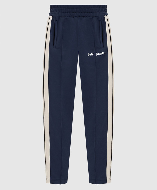 Palm Angels Темно-синие спортивные брюки с принтом логотипа PMCA007F21FAB002